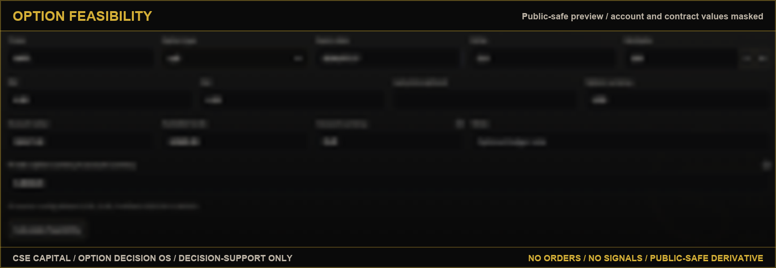 Public-safe Option Feasibility preview for the Build path.